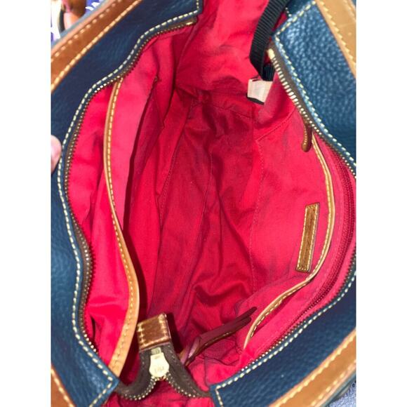 DOONEY & BOURKE NAVY-TEAL  PEBBLED LEATHER LARGE HANDBAG - Picture 11 of 16